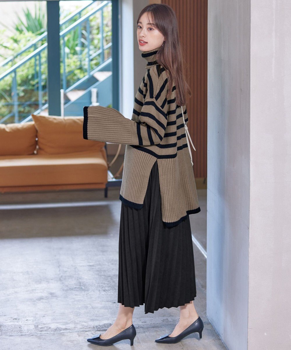 Tiaclasse 【洗える】ハイネックボーダープルオーバー 