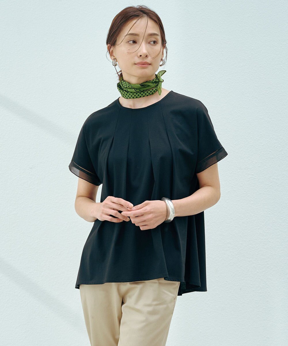 J.PRESS LADIES 【洗える・接触冷感】プレーティングジャージー フレア カットソー 