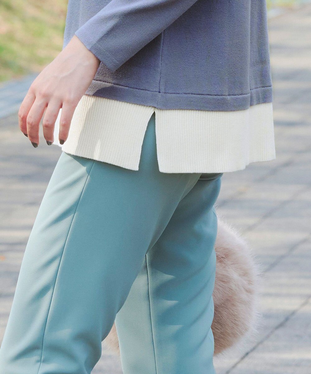 Tiaclasse 【洗える】重ね着風配色ニットチュニック 