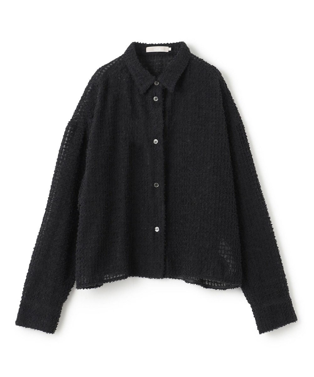 ICB L 【洗える】フェザーエンブロイダリー クロップドシャツ 