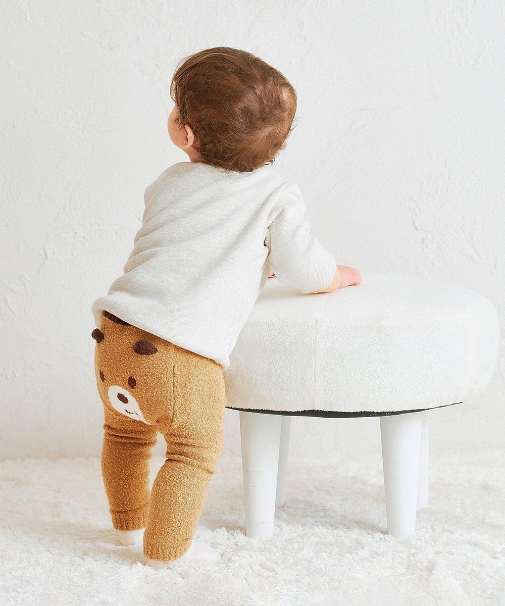 MIKI HOUSE HOT BISCUITS 【70-100cm】 シュクリーム素材 顔ドン あったかベビースパッツ 