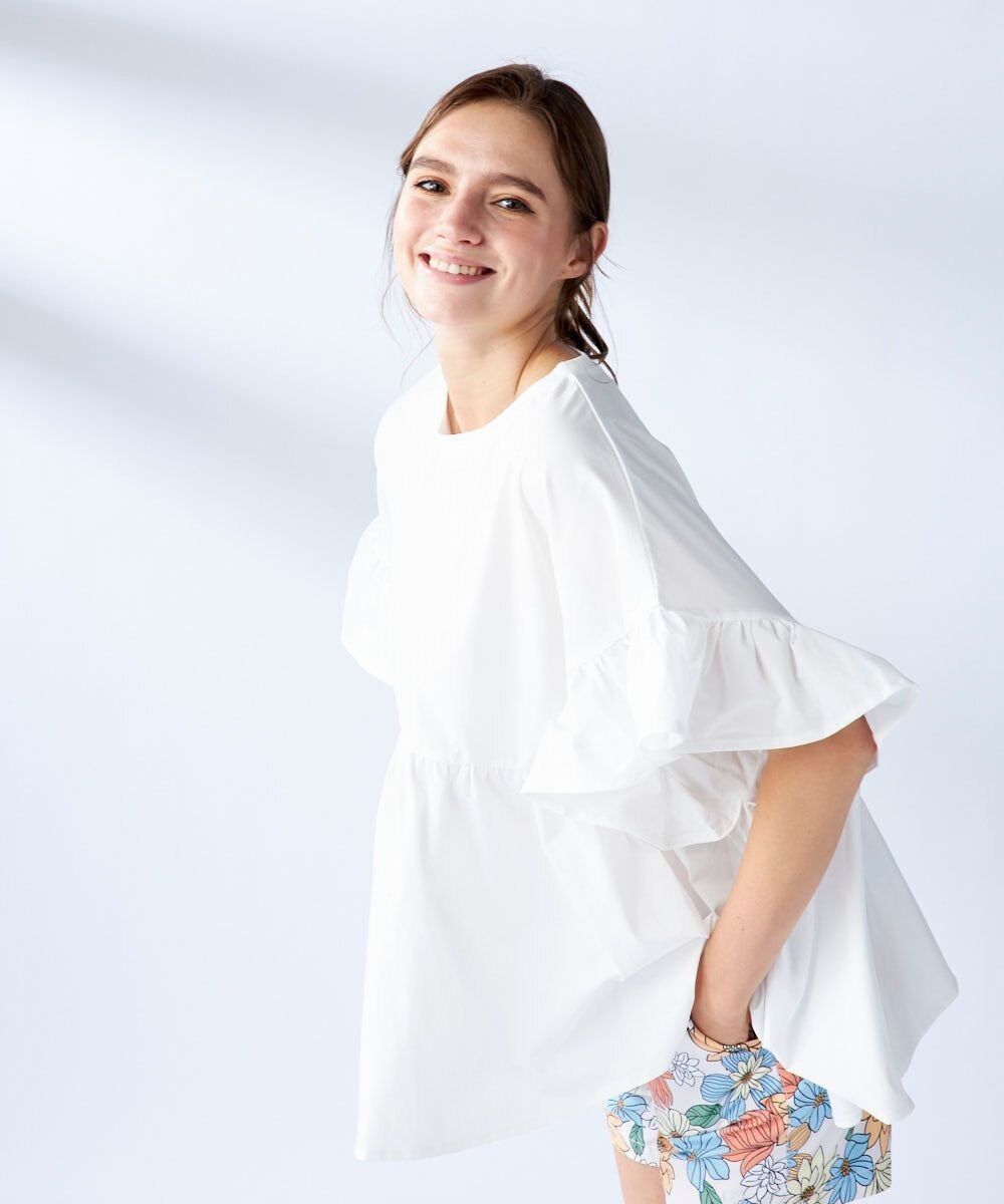 OP／FILA 【Ocean Pacific】らくティブ｜ティアード袖フレアカットソー 