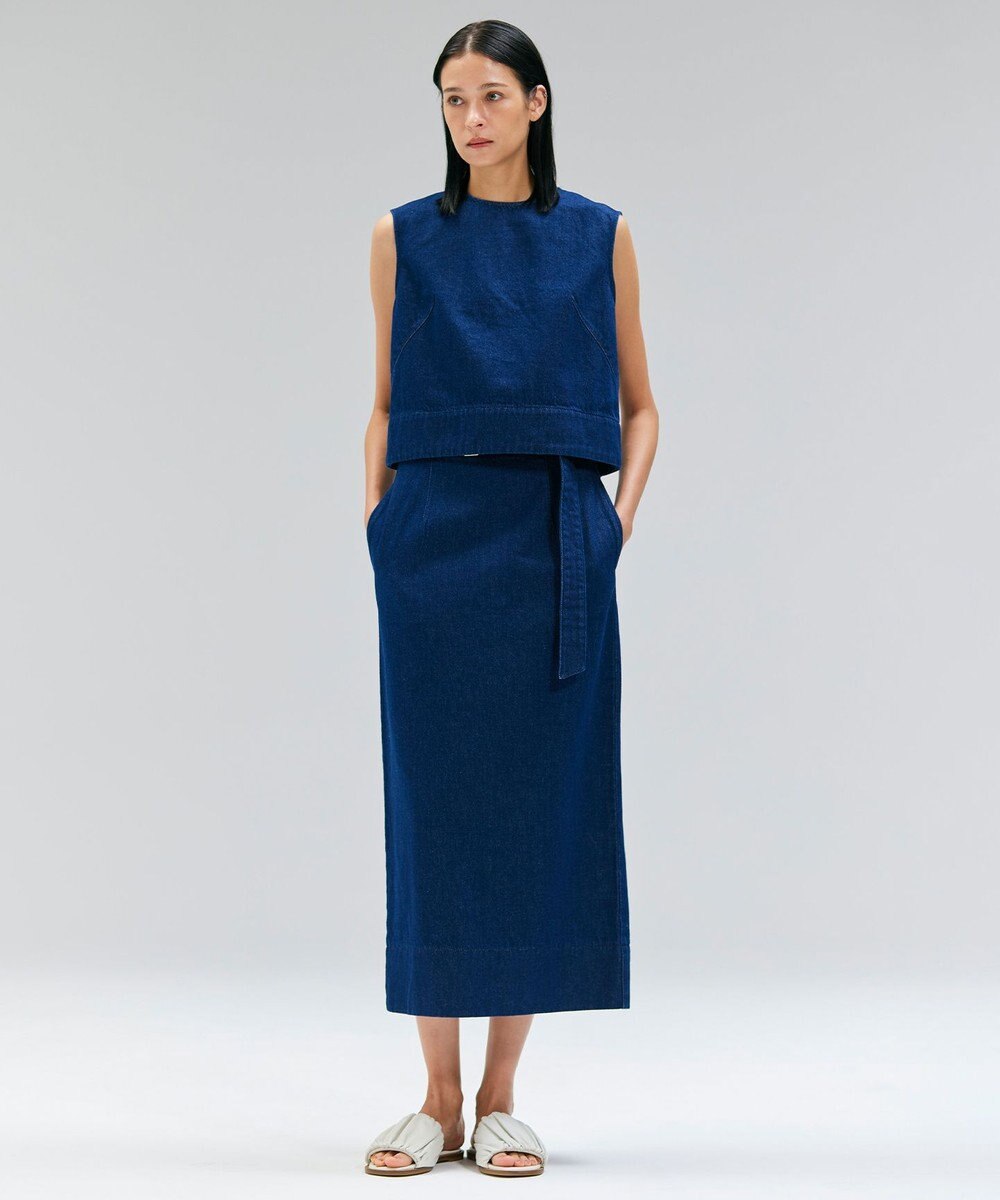 BEIGE， 【洗える・Oggi ８月号掲載】NAVIGLIO / ベルト付きハイウエストデニムスカート 