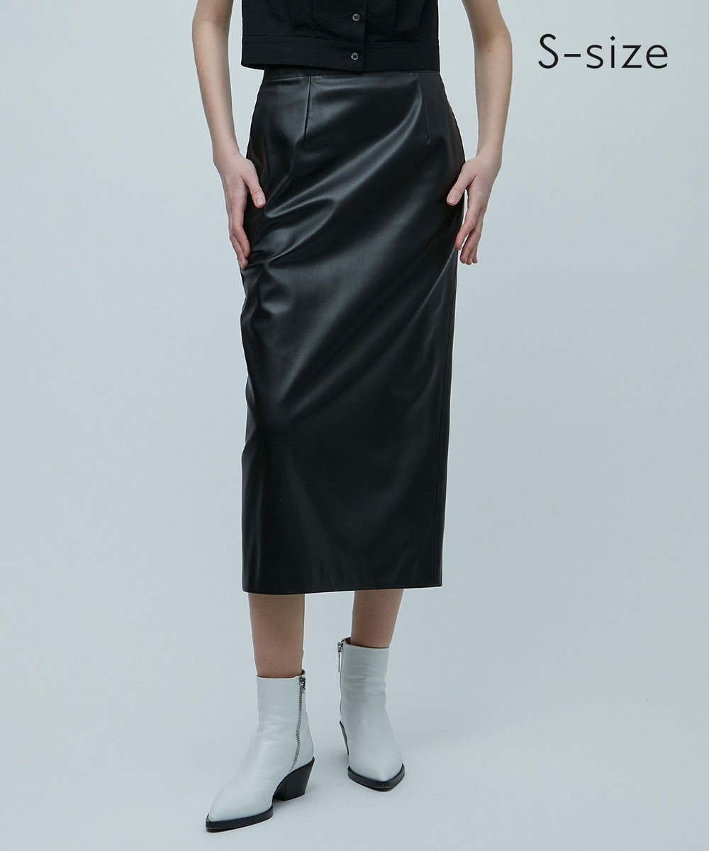 S-size】DUPHOT / フェイクレザースカート / BEIGE, | ファッション