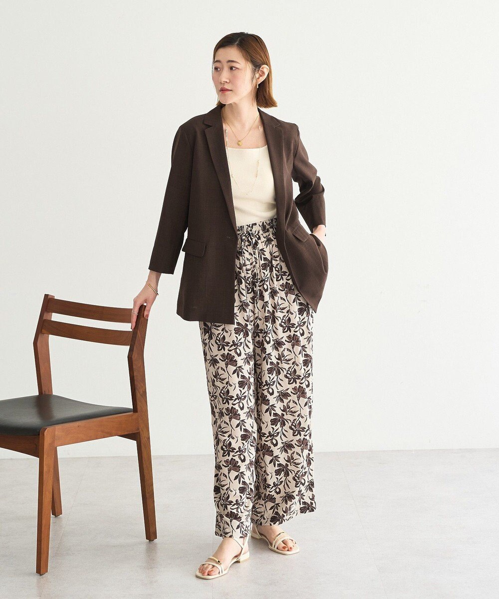 YECCA VECCA アートプリントスリットワイドパンツ 