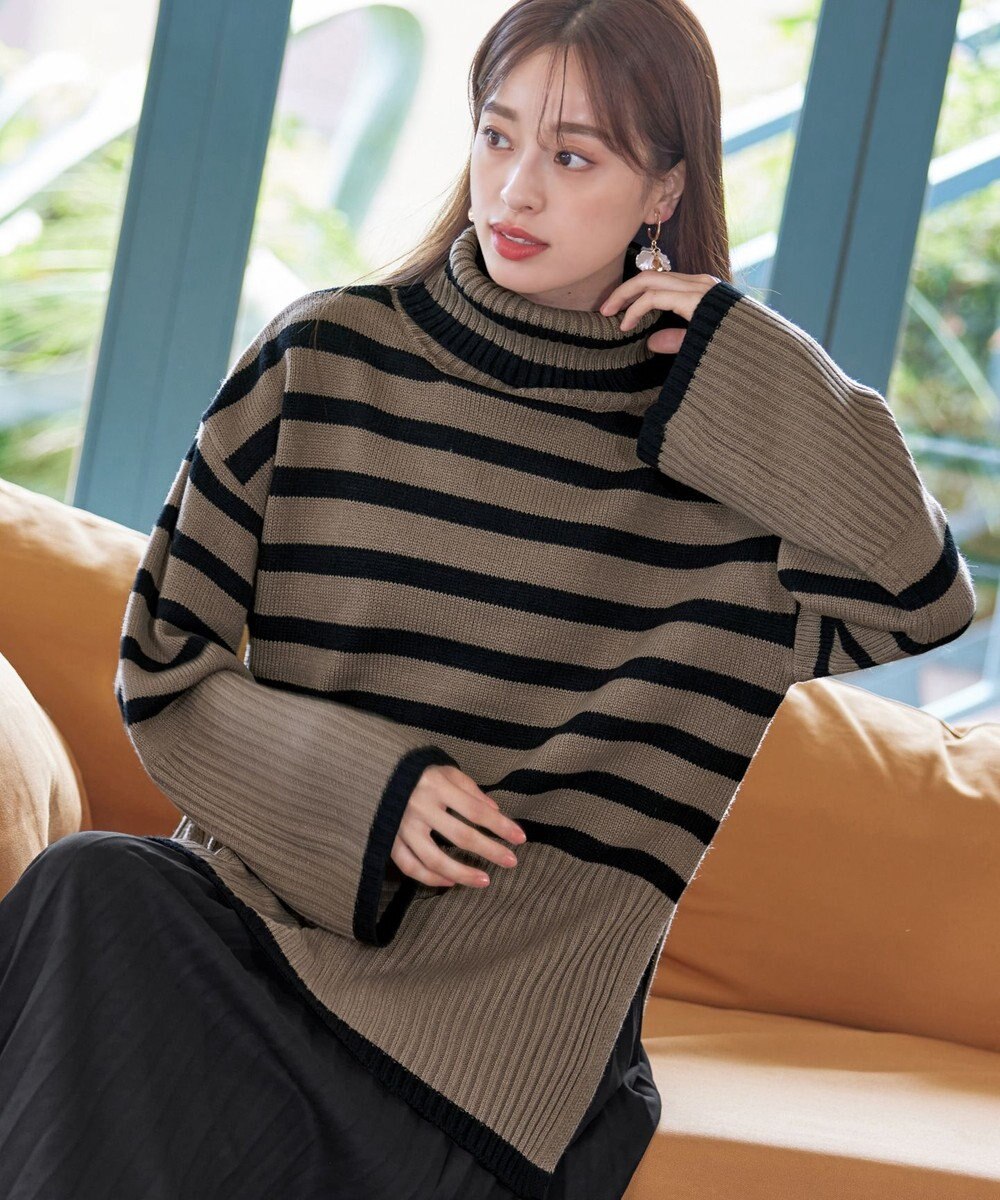 Tiaclasse 【洗える】ハイネックボーダープルオーバー 