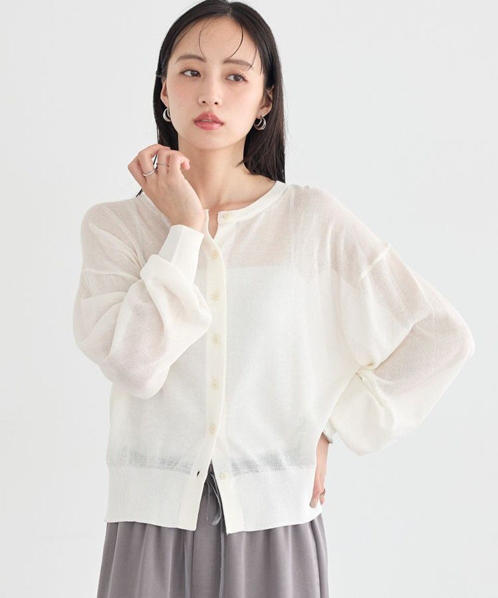 earth music&ecology 【WEB限定】接触冷感シアークルーニットカーディガン 