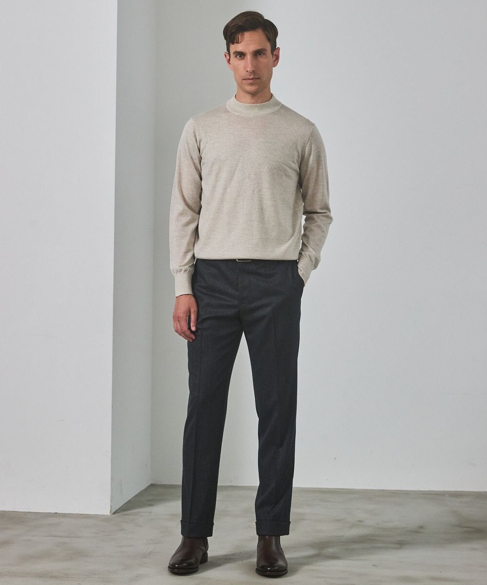 GOTAIRIKU 25年新作【洗える/チクチクしにくい/ピリングしにくい】イタリア糸 ハイゲージ カバーネックニット_WOOL100％ 