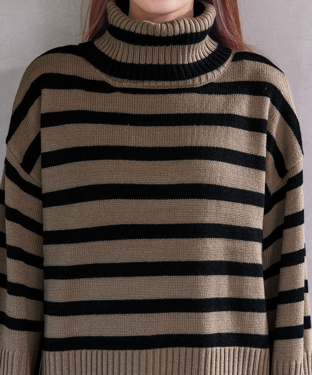 Tiaclasse 【洗える】ハイネックボーダープルオーバー 