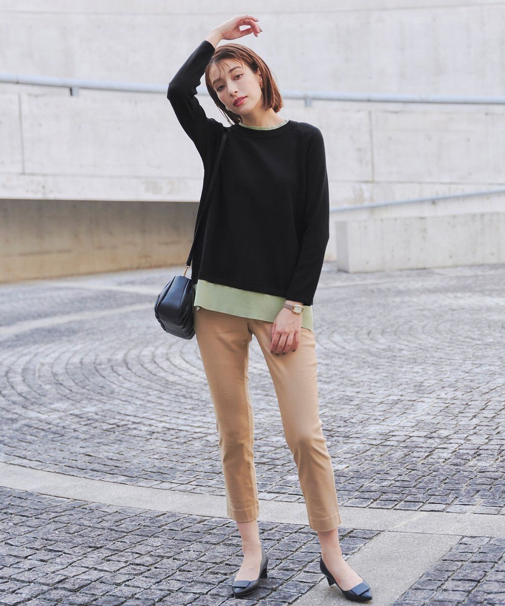 Tiaclasse 【洗える】重ね着風配色ニットチュニック 