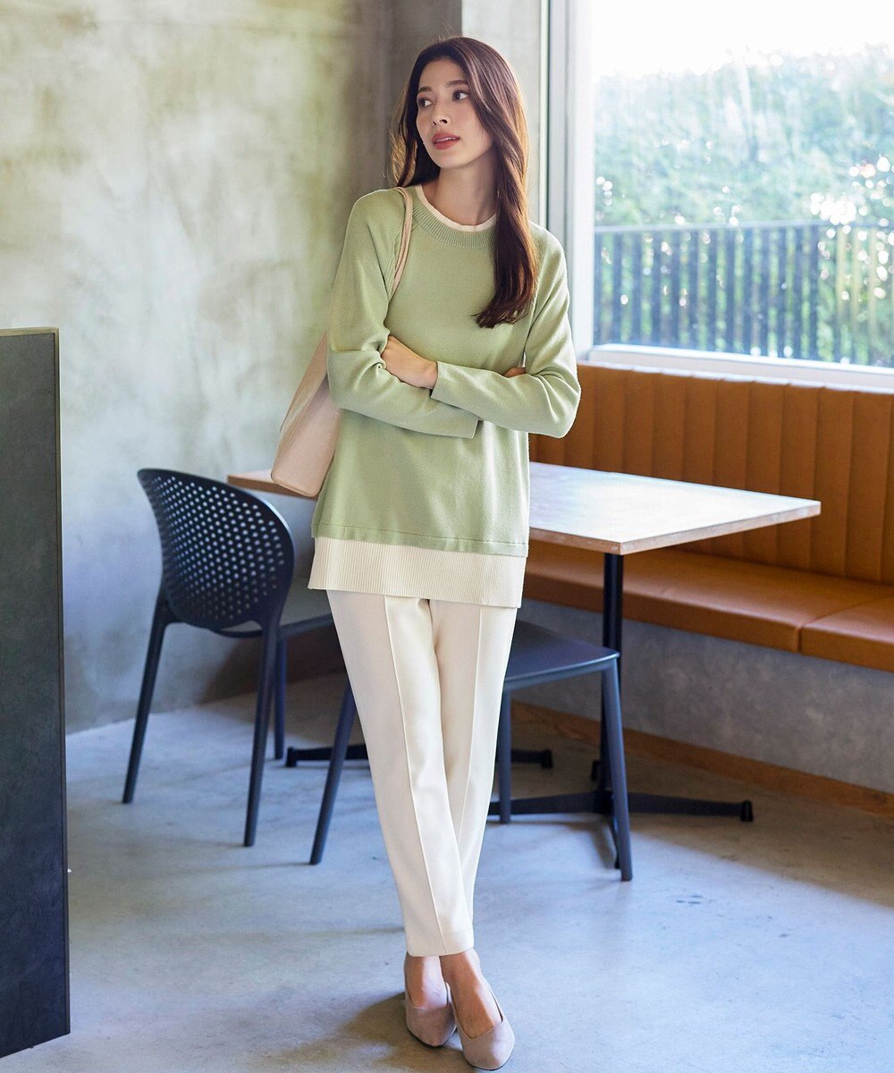 Tiaclasse 【洗える】重ね着風配色ニットチュニック 