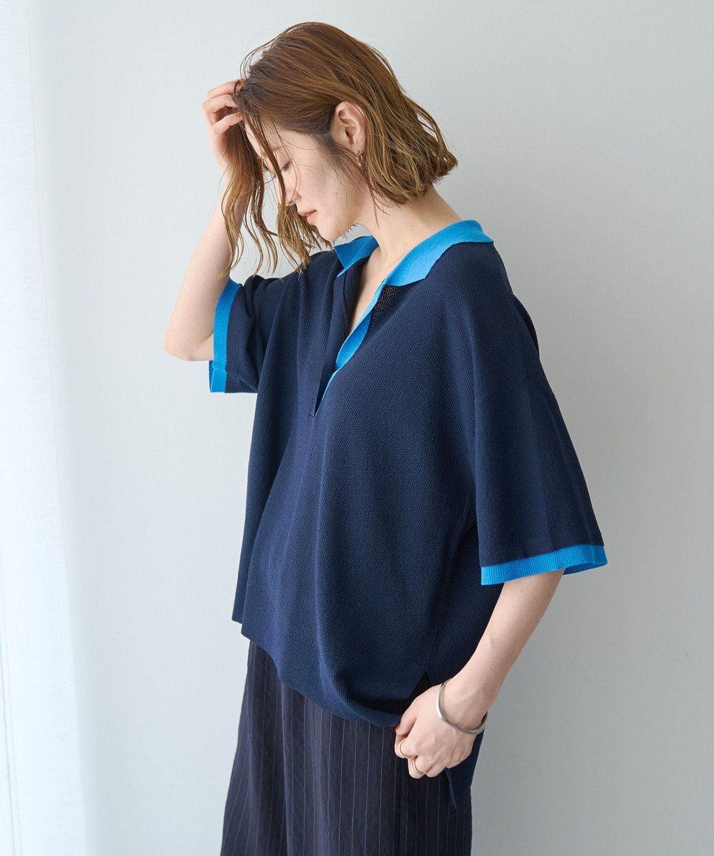 YECCA VECCA 配色ワイドポロニット 