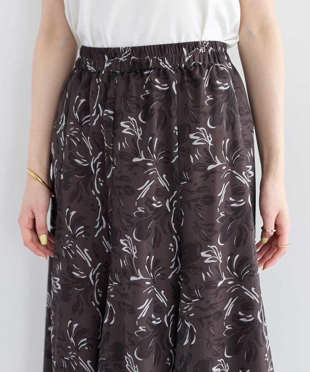 YECCA VECCA ボタニカル柄シアーロングスカート 