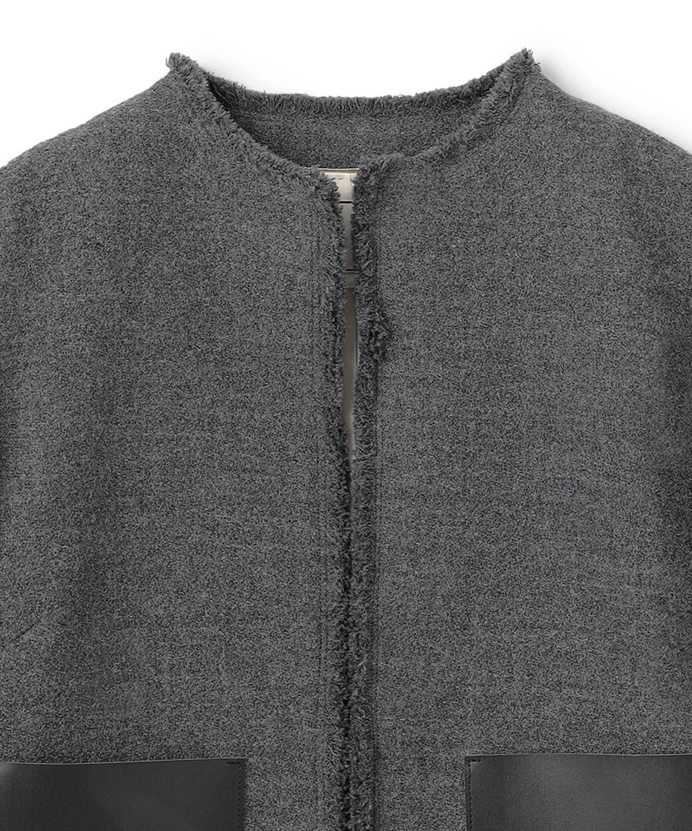 BEIGE， MILLAM / フェイクレザーパッチツイードジャケット 