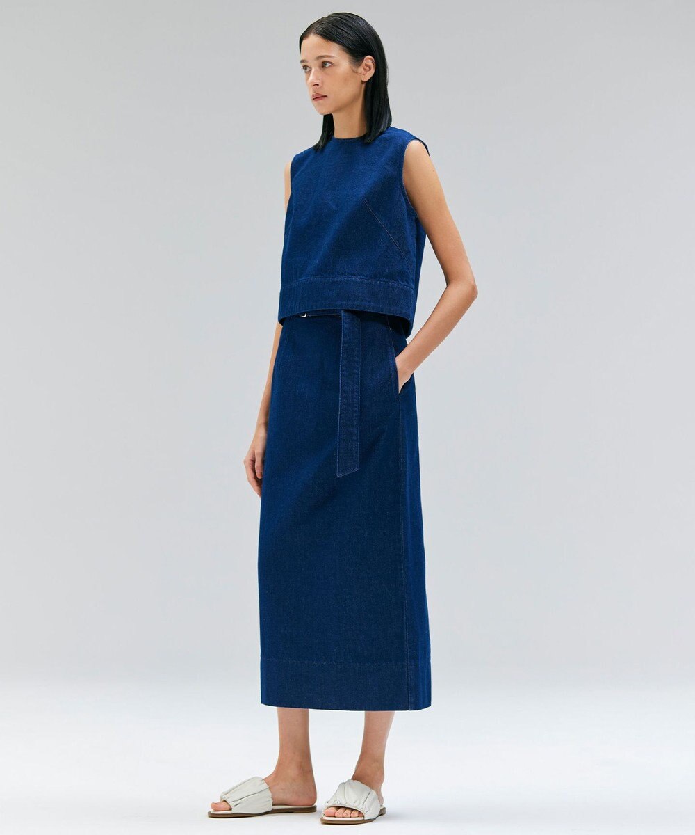 BEIGE， 【洗える・Oggi ８月号掲載】NAVIGLIO / ベルト付きハイウエストデニムスカート 