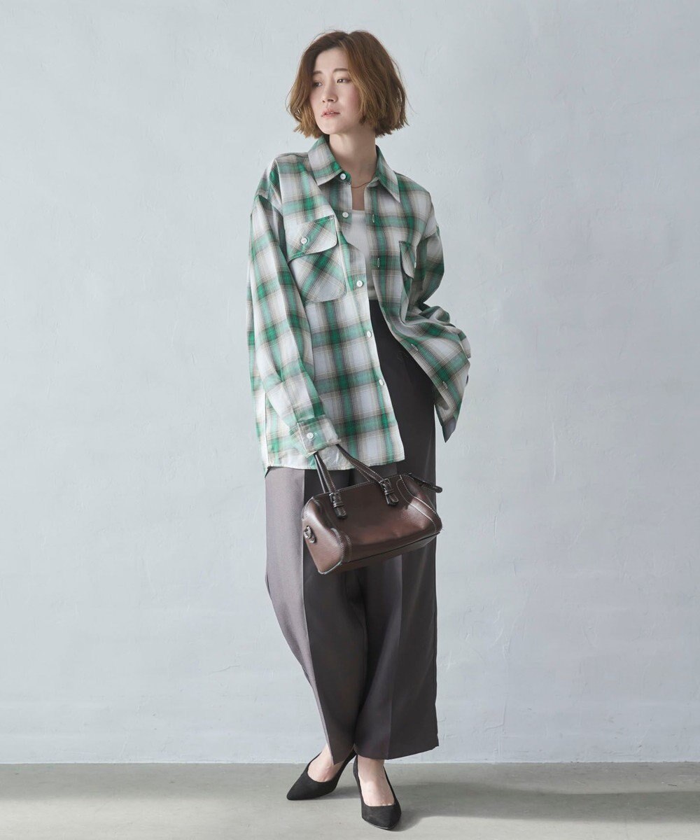 WEGO 【ユニセックス着用ITEM/SMLサイズ展開】オンブレチェックシャツ（LS） 