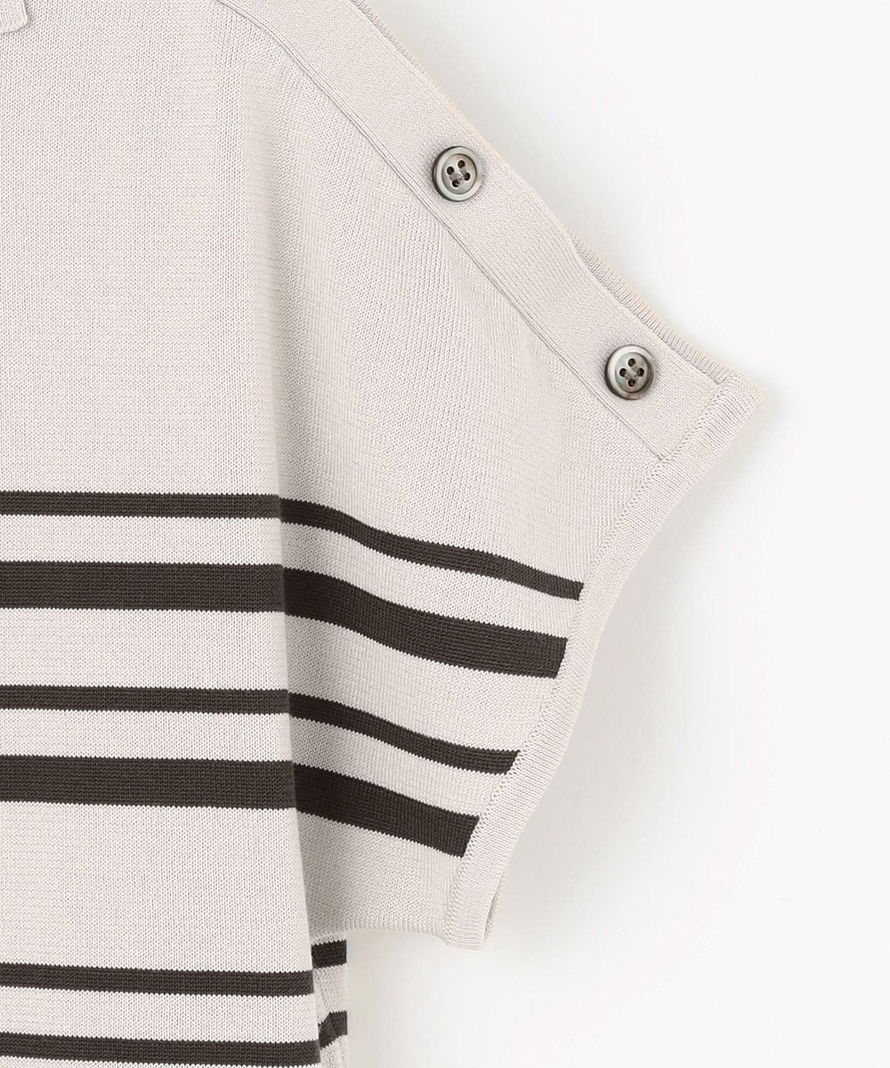 J.PRESS LADIES 【WEB限定カラーあり・洗える・抗菌防臭】COTTON POLYESTER ボーダー 襟付き ニット 