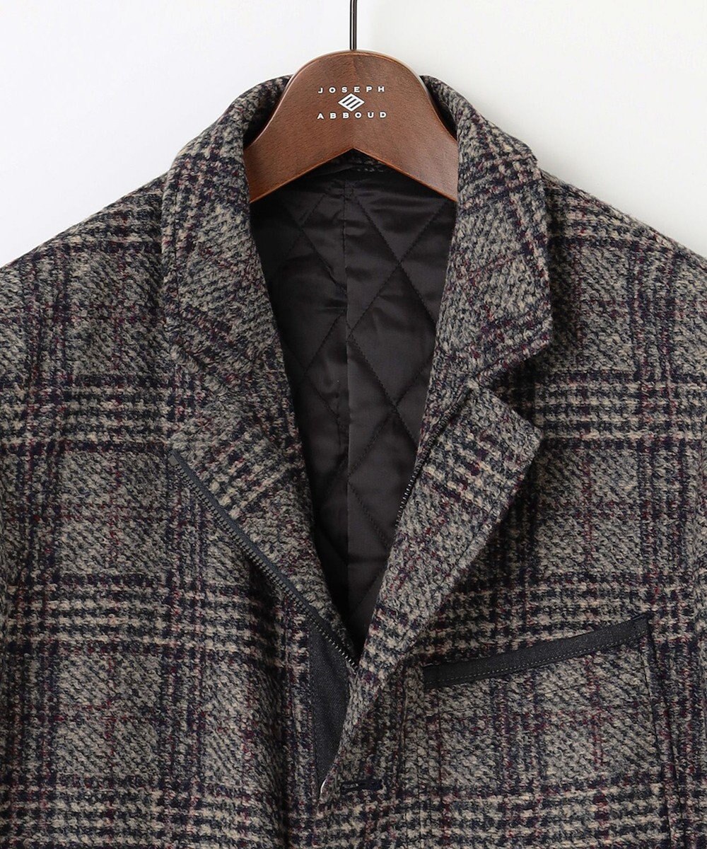JOSEPH ABBOUD 【イタリア素材/軽量/中綿キルト裏地】スライバーチェックジャージー ジャケット 