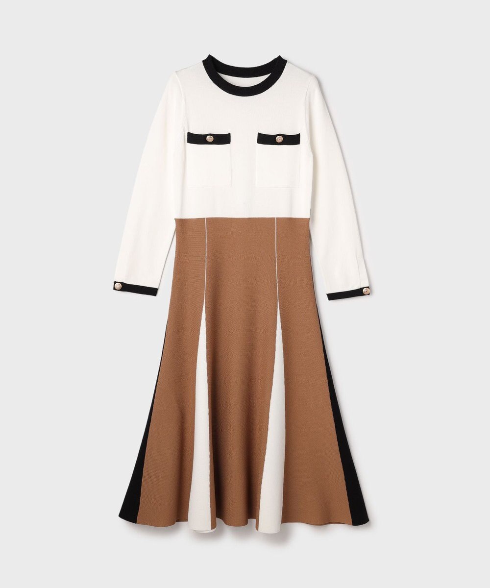 GRACE CONTINENTAL ニットバイカラージャガードワンピース 