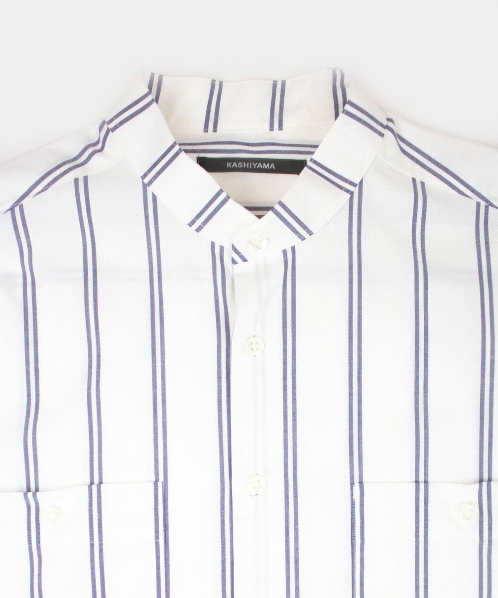KASHIYAMA GIZA 100/2 バンドカラーシャツ 