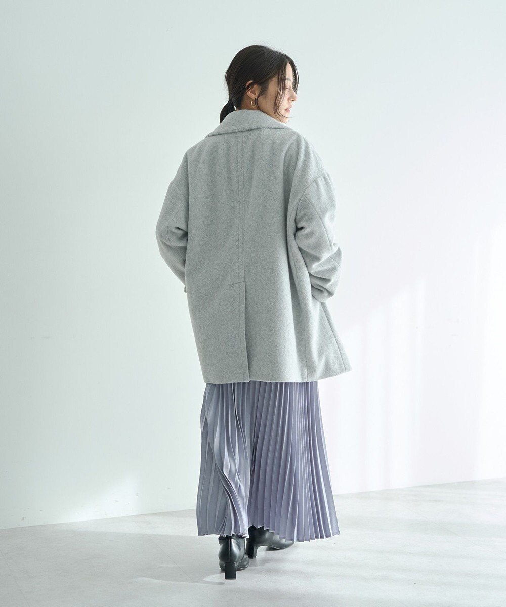 YECCA VECCA ウール混ミドル丈スタンドカラーコート 