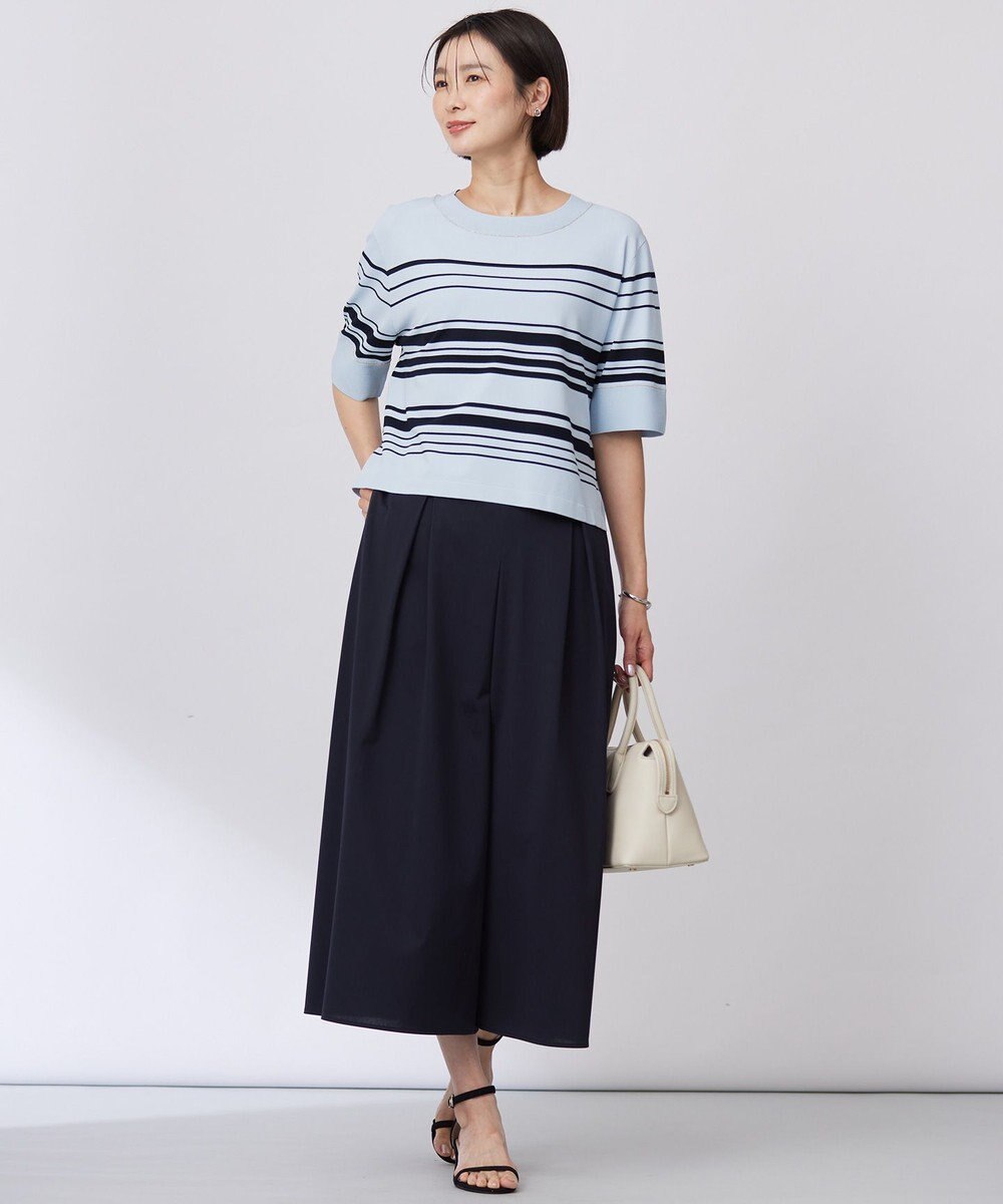 J.PRESS LADIES 【洗える】RAYON ELITE STRETCH ボーダー ニットT 