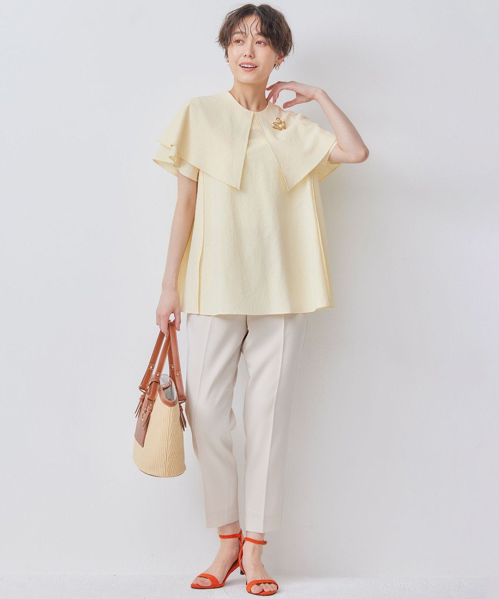 組曲 L サッカーストレッチ 襟付きブラウス 