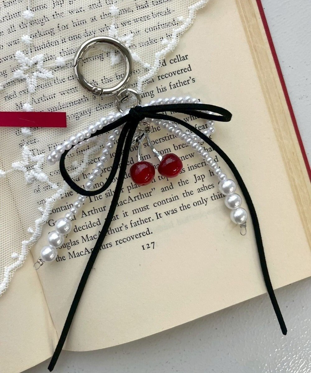 WEGO チェリーリボンビーズキーホルダー 