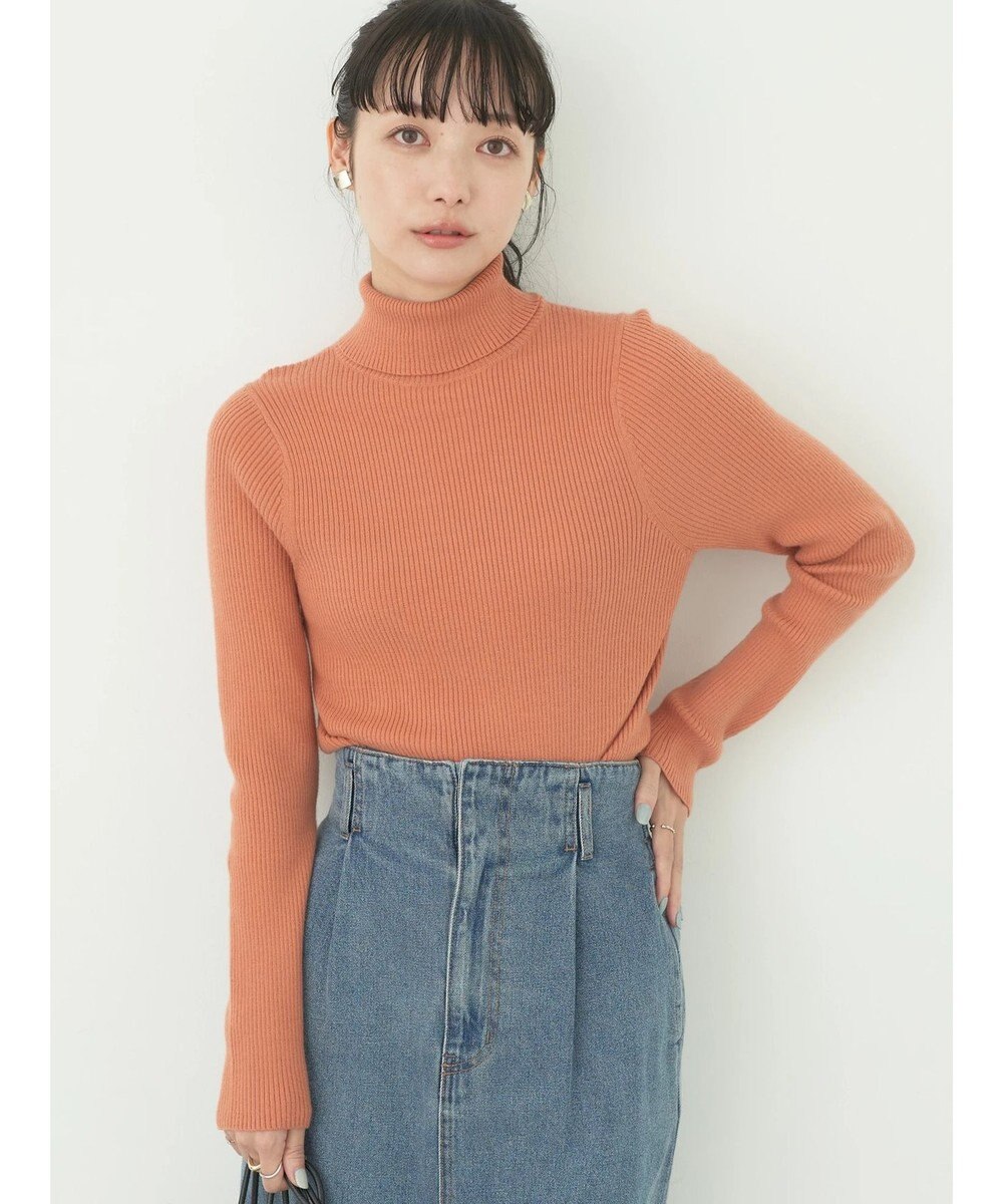 earth music&ecology やわらかタッチリブタートルネックプルオーバー 