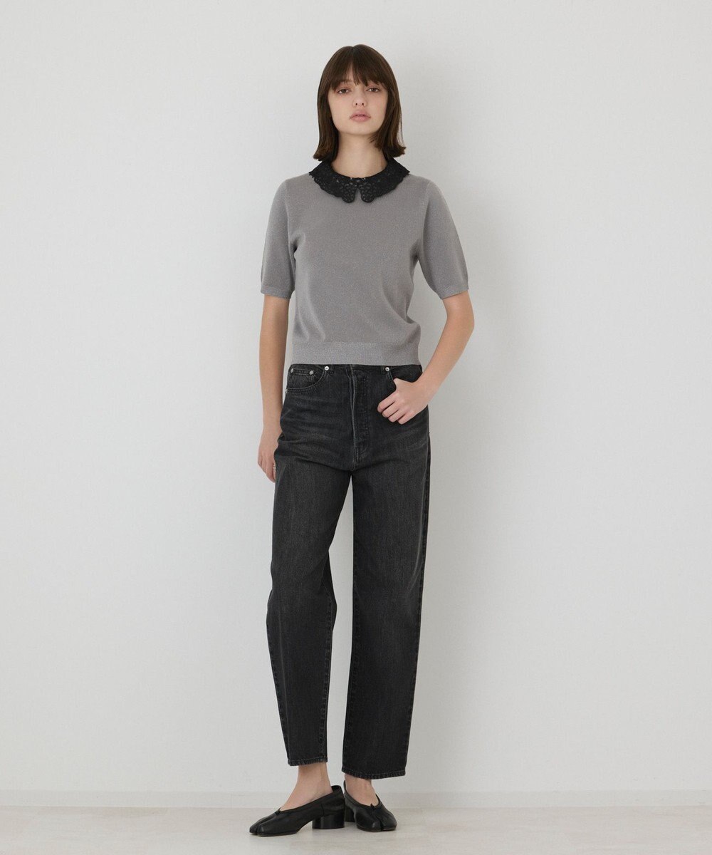 GRACE CONTINENTAL レースカラーラメニットトップ 