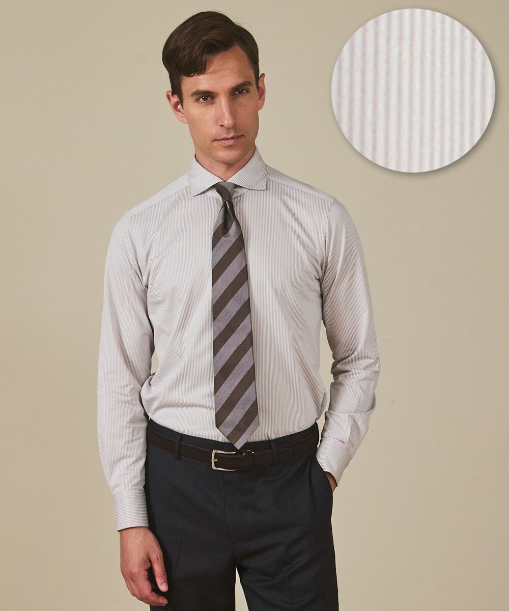 GOTAIRIKU 【ストレッチ/洗える】Albini ジャージ シャツ_ カッタウェイカラー 