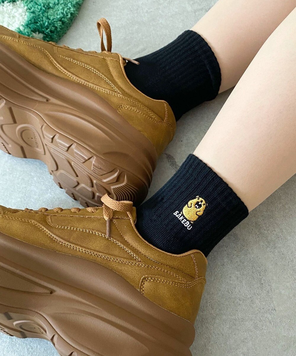 WEGO モチーフロゴ刺繍アンクルパイルソックス 