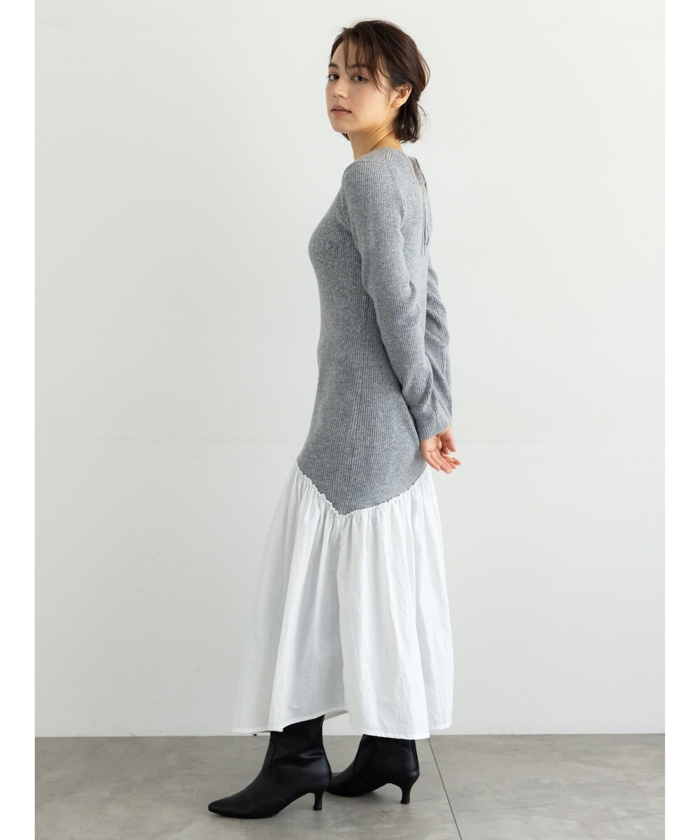 Te chichi 【宮本茉由着用】リブニットドッキングアシメワンピース 