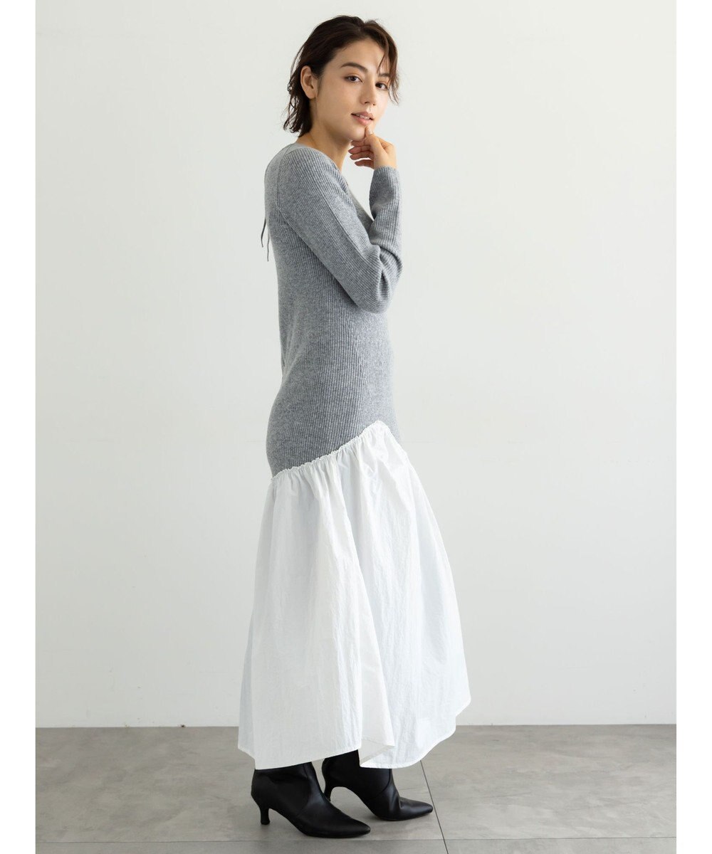 Te chichi 【宮本茉由着用】リブニットドッキングアシメワンピース 