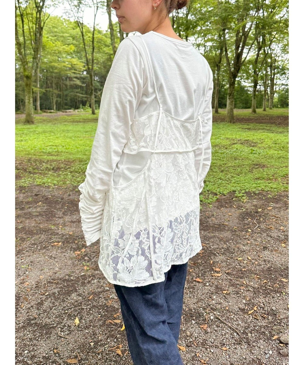 Green Parks AnriettMusee シャーリングスリーブＴシャツ＋レースキャミソールＳＥＴ 