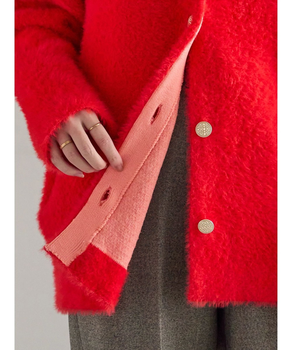 Te chichi ダブルフェイスフェザーカーディガン 