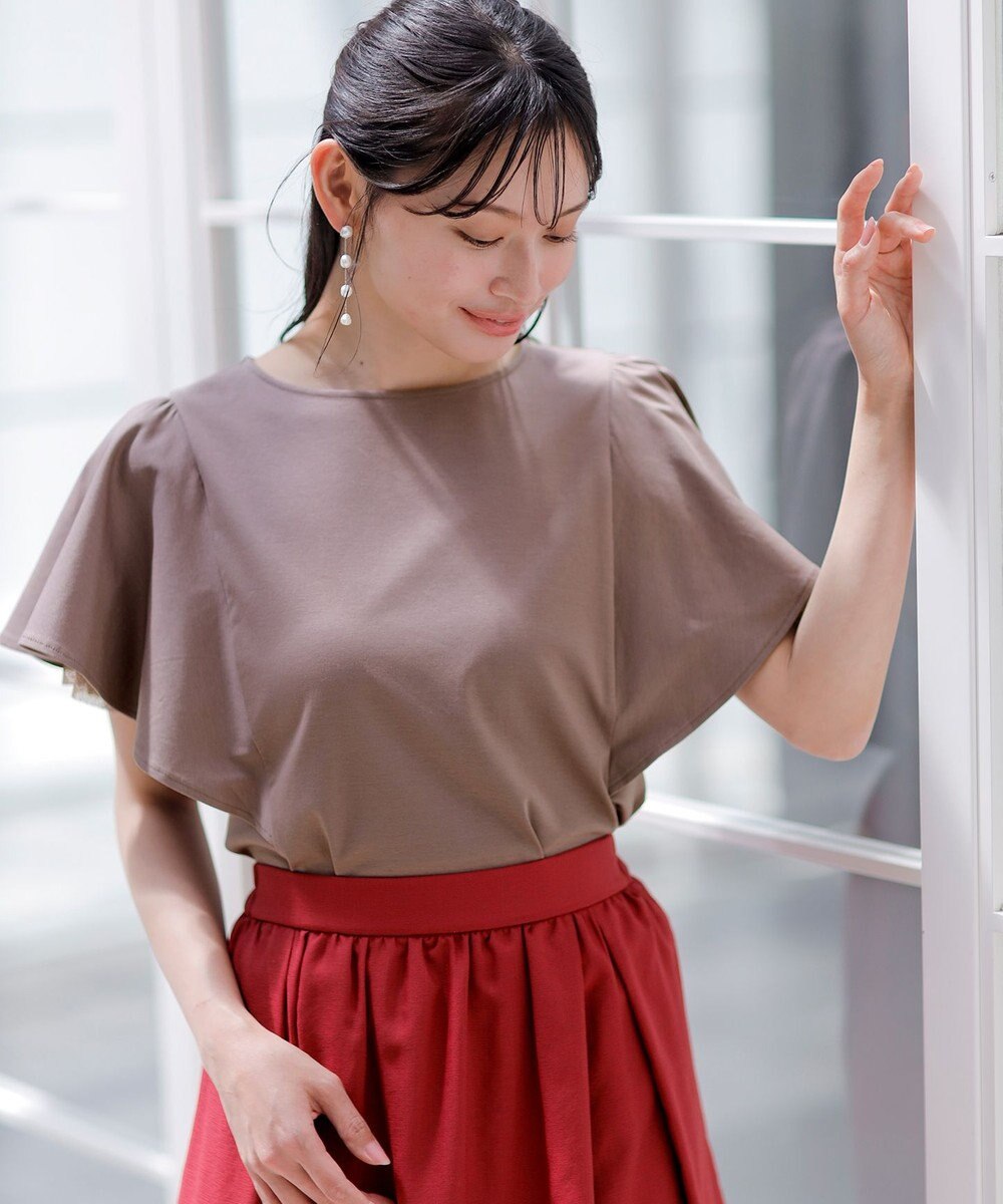 ANY SIS 【接触冷感・UVケア】着映えフリルスリーブ カットソー 