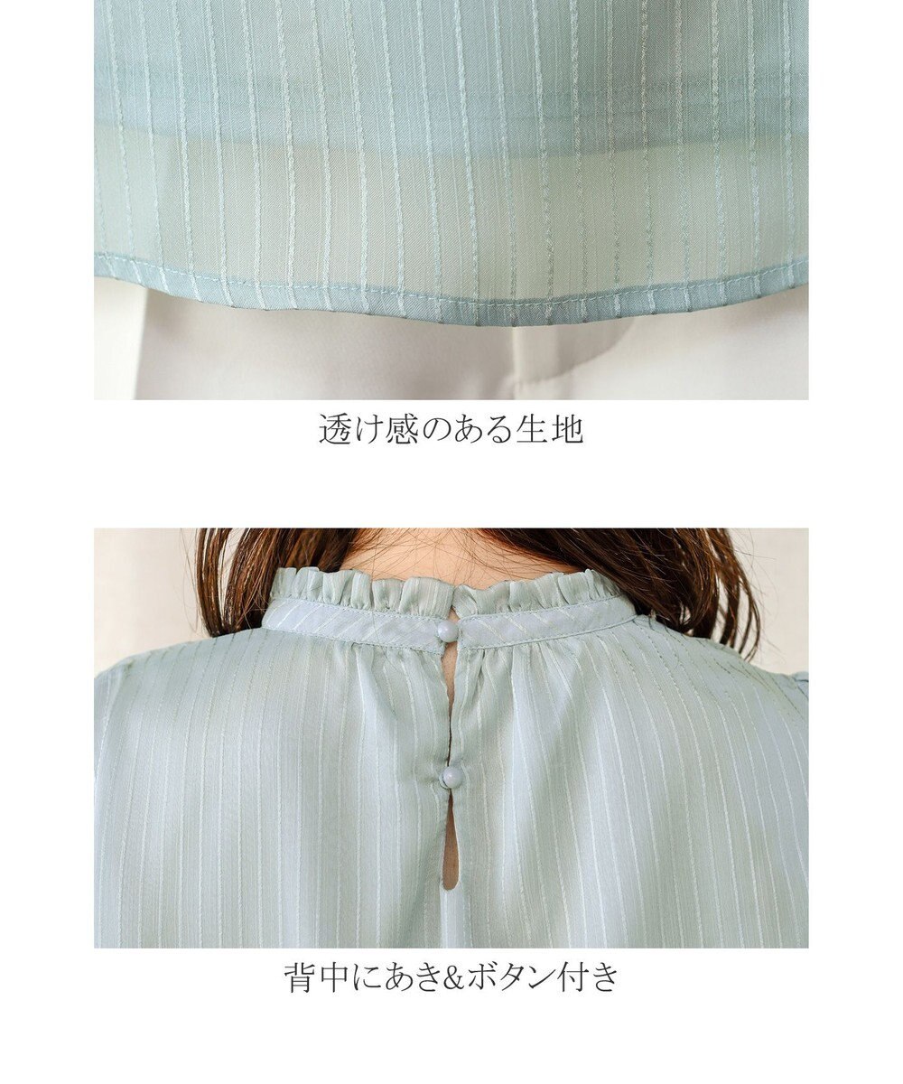 Tiaclasse 【洗える】大人上品なシフォンジャガードフリルカラーブラウス 