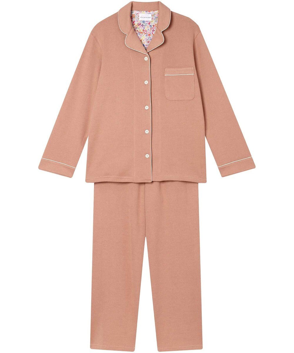 une nana cool 【綿混】ソフトコットンリブ 長袖開襟パジャマ MADE WITH LIBERTY FABRIC 