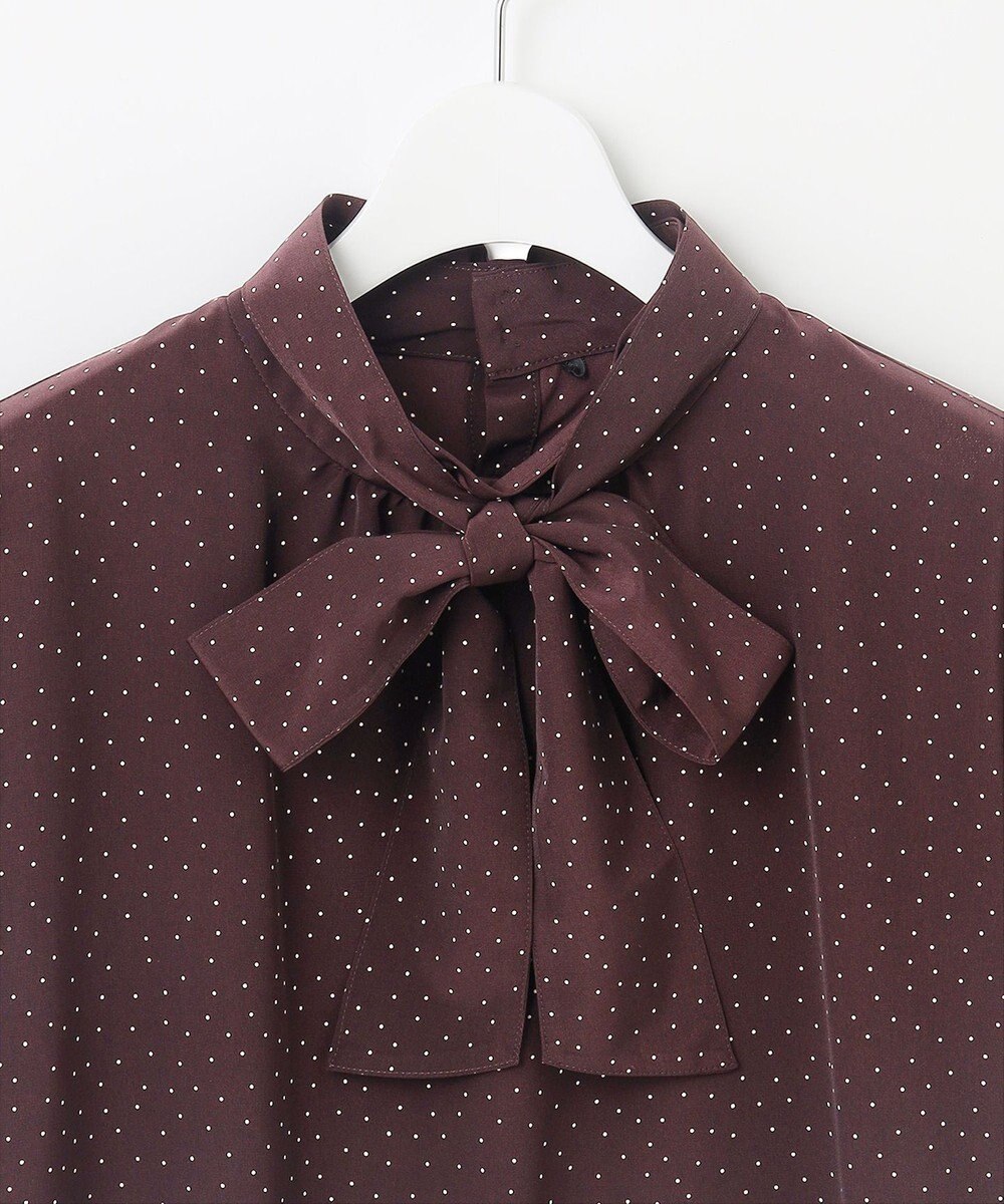 J.PRESS LADIES 【洗える】フェミニッシュパウダー dots ボウタイ ブラウス 