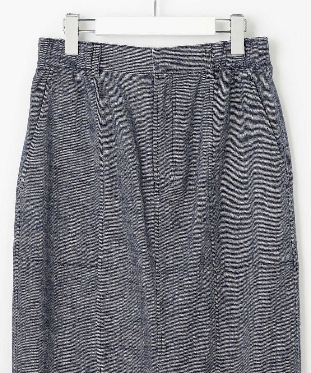 自由区 【洗える】コットンリネンシャンブレー スカート 