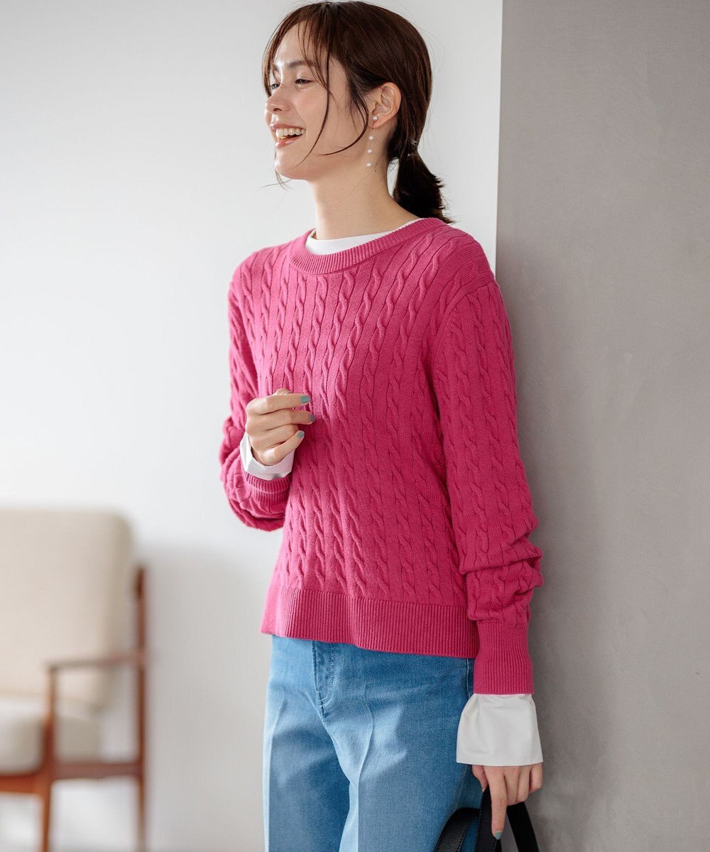 組曲 【前後着用可】コットンカシミヤ混2WAYケーブル ニット 