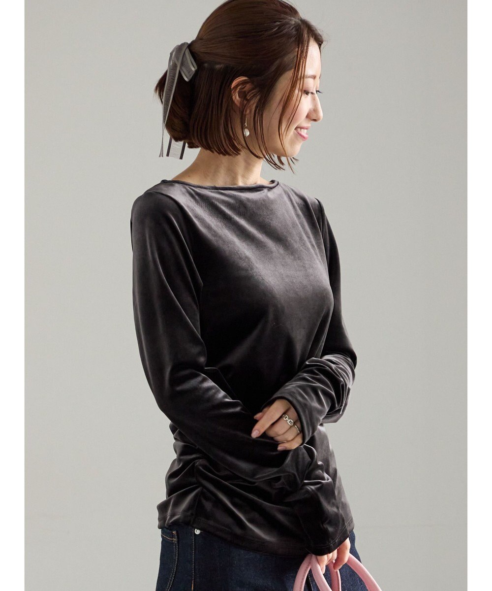 Te chichi ベロアサイドギャザートップス 