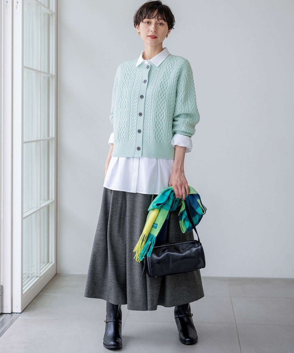 23区 S 【洗える】カシミヤブレンド ケーブルニットカーディガン 