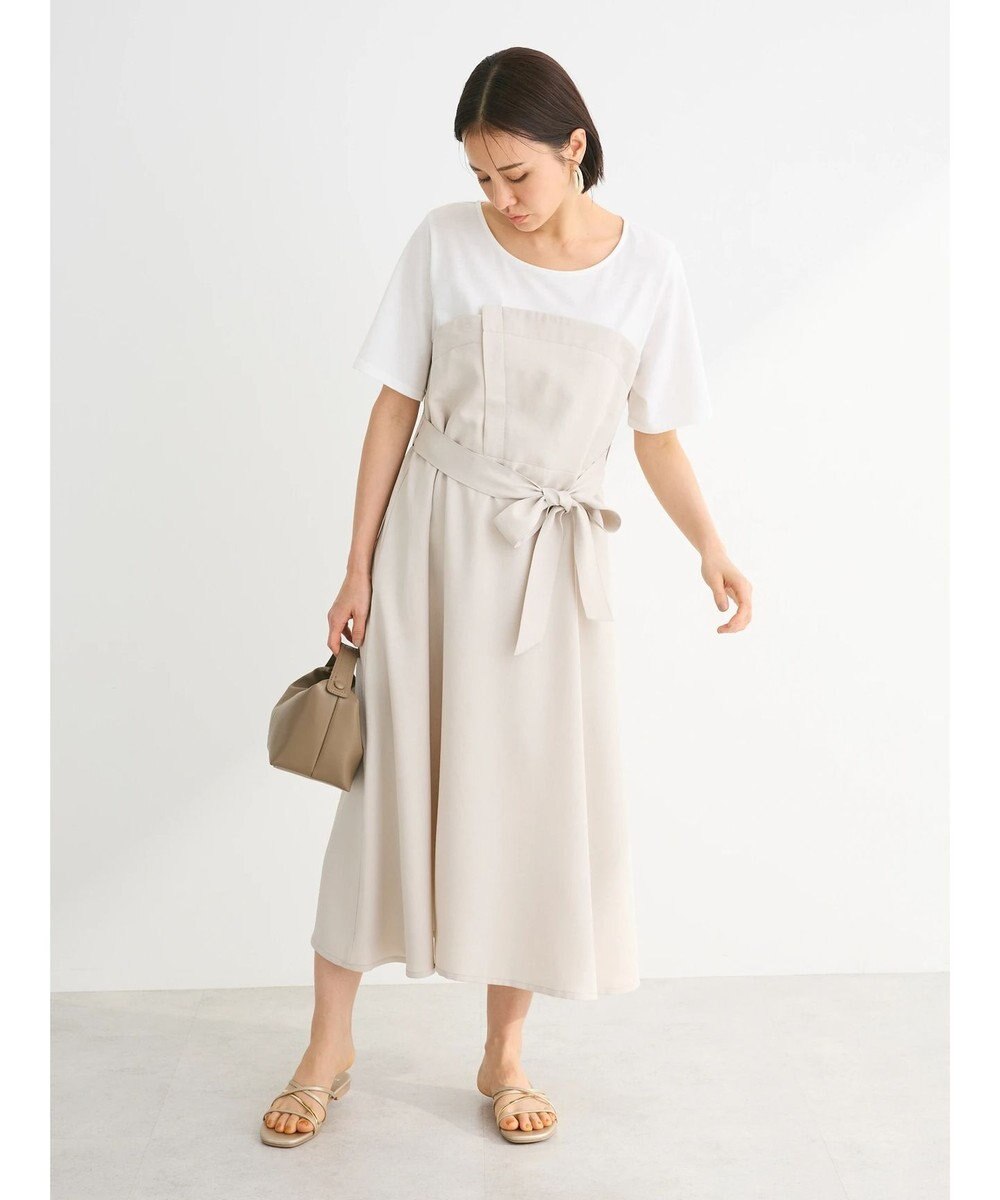 Green Parks 共ベルト付きビスチェ風ドッキングワンピース 