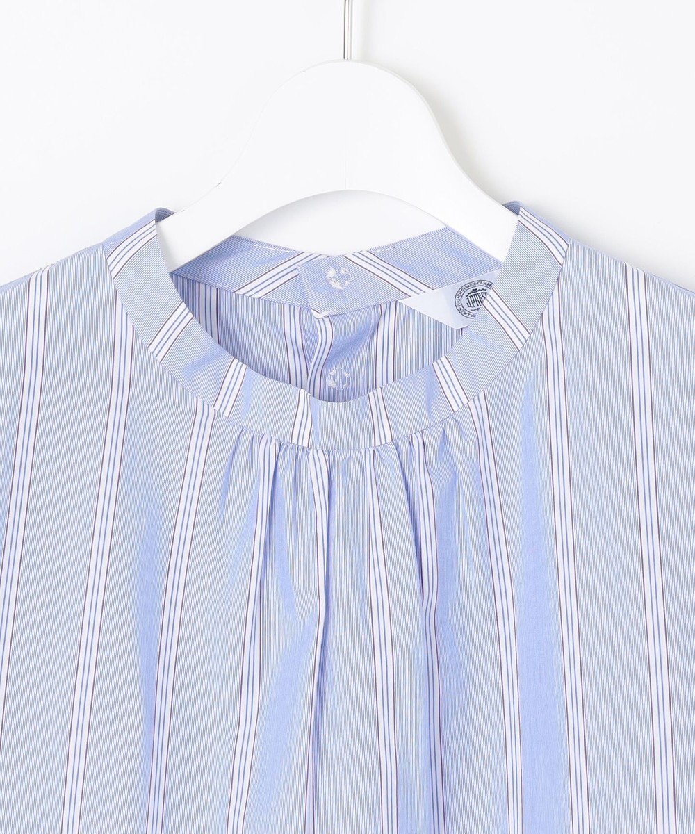 J.PRESS LADIES 【洗える】 セルロース タイプライター ストライプ スタンドカラー ブラウス 