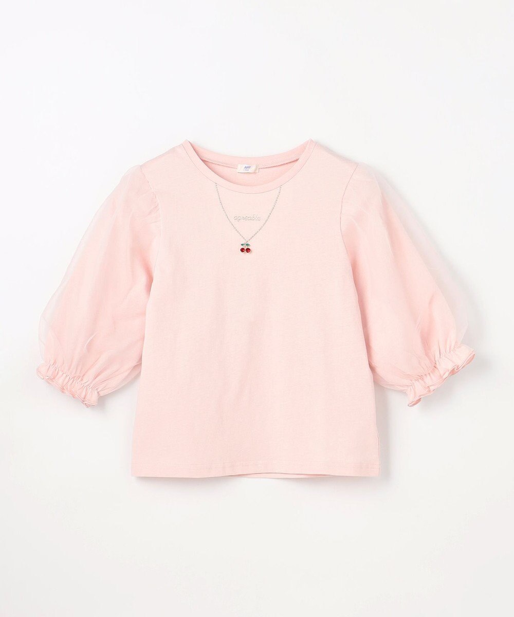 ANY KIDS チュール袖 七分Tシャツ 
