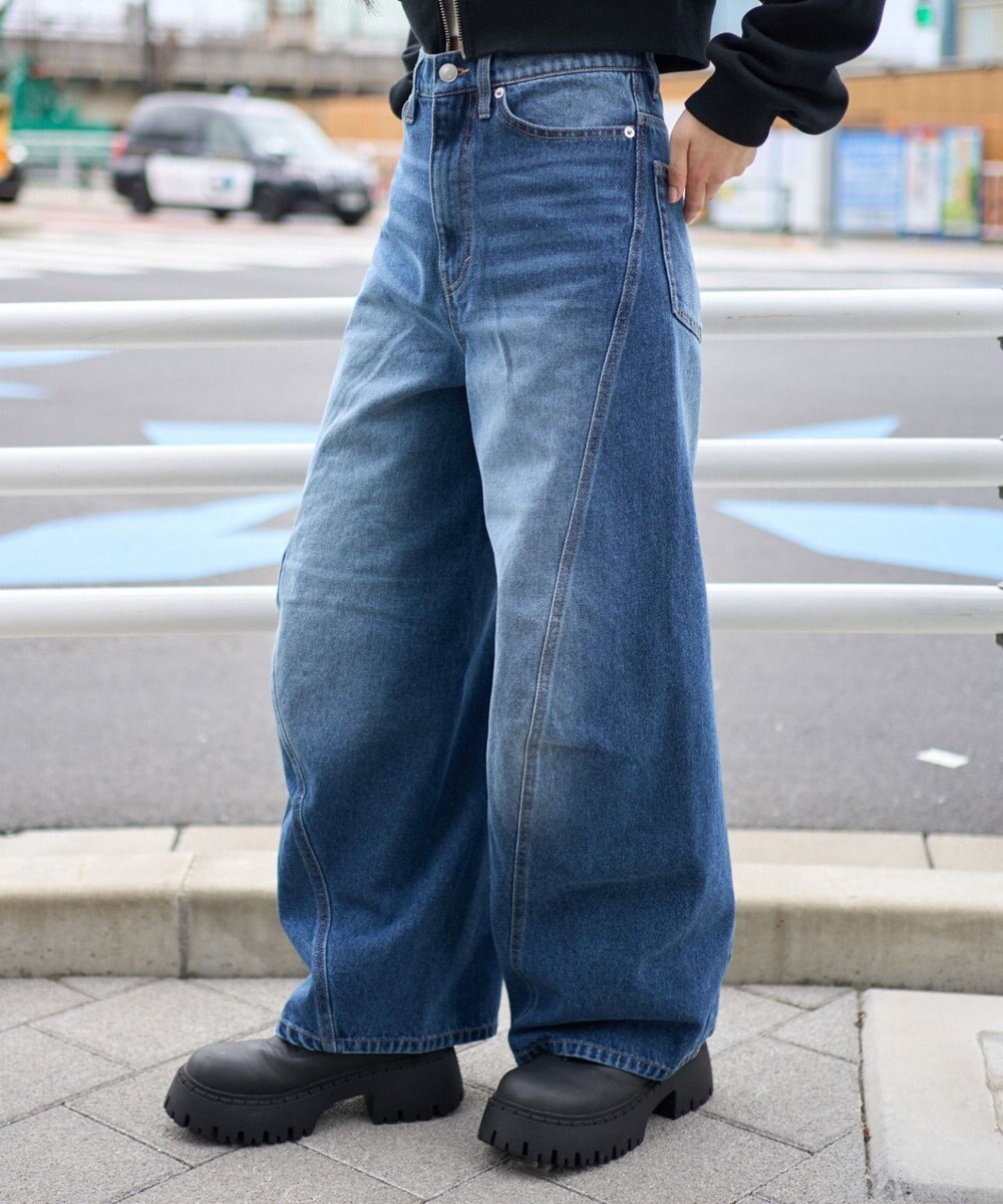 WEGO 【ユニセックス着用ITEM/SMLサイズ展開】カバーフィットバルーンデニムパンツ 