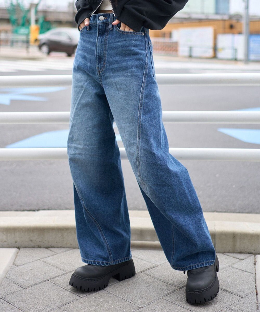 WEGO 【ユニセックス着用ITEM/SMLサイズ展開】カバーフィットバルーンデニムパンツ 