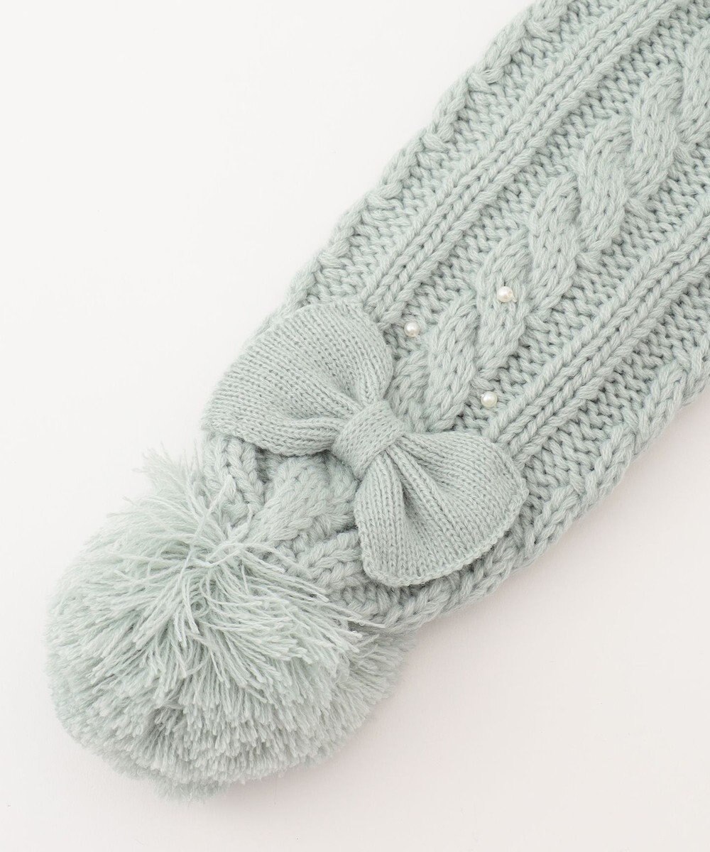 ANY KIDS ポンポン付き ケーブル マフラー 